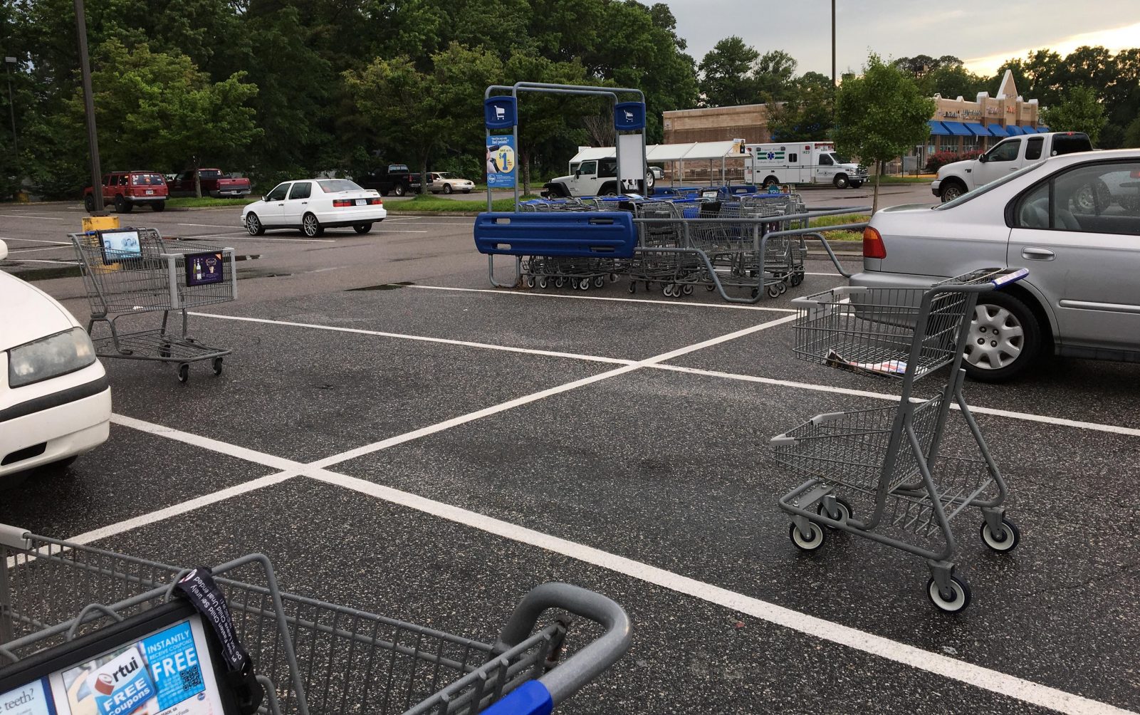 Can We Guess Your Age Based on This Anger Management Test? shopping cart in parking lot
