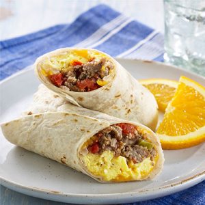 🍳 Pick Some Breakfast Foods and We’ll Reveal Your Celebrity Twin Sausage, tomato, and egg burrito