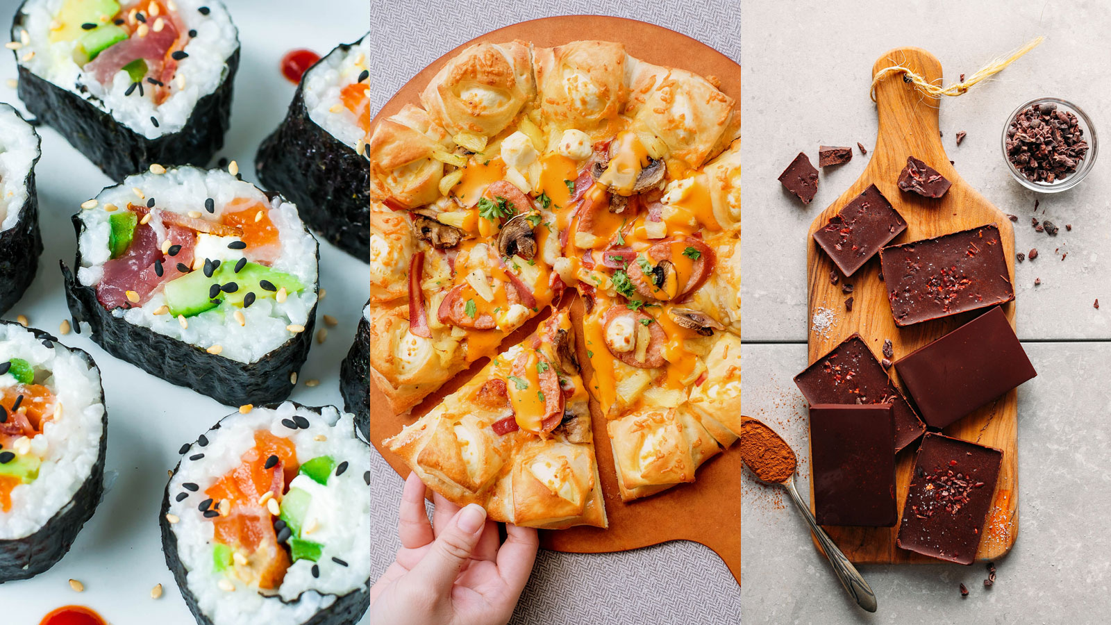 You got: Sushi, Pizza, and Chocolate! Can We Guess Which Three Foods You Love the Most?