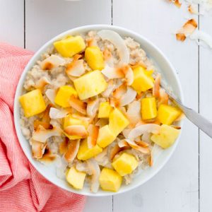 Plan Your Meals for the Week and We’ll Guess What You Look Like Tropical oatmeal with coconut and mango