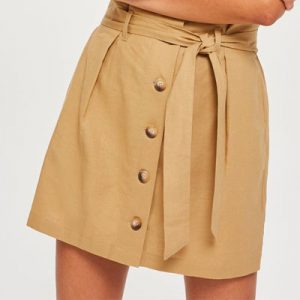 Do You Have Expensive Taste? Linen Button Paperbag Mini Skirt