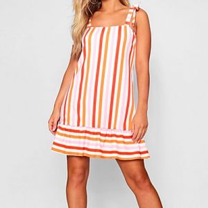 Do You Have Expensive Taste? Ava Bright Stripe Tie Straps Shift Dress
