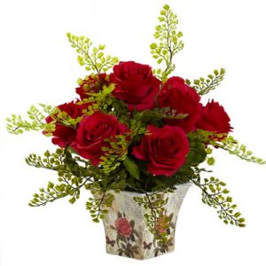 Do You Have Expensive Taste? Rose and Maiden Hair in Floral Planter