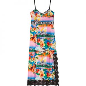 Pick Out Some Gucci Items and We’ll Tell You What Expensive City You Belong in Hawaiian print silk dress