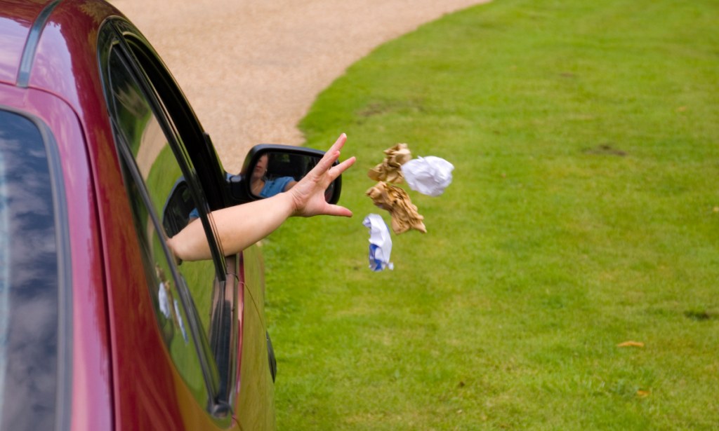 Am I Nice? Person Throwing Litter From Car Window. Image shot 08/2008. Exact date unknown.