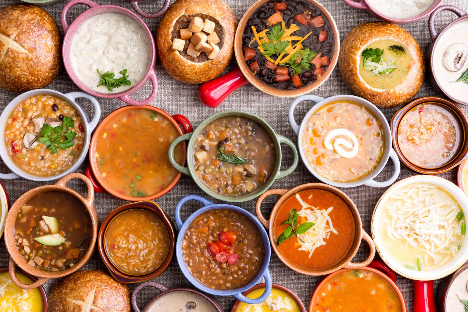 Eat Your Way Through a Buffet and We’ll Reveal the True Age of Your Soul variety of soups