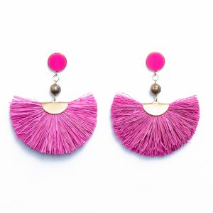 Pink Valentine's Day Quiz Bubblegum pink fan dangle earrings