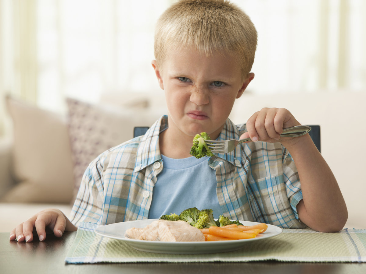 What Unpopular Food Are You? Unhappy Caucasian boy eating vegetables