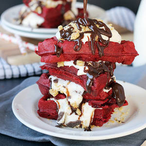 Pretend to Order an Expensive Brunch and We’ll Reveal Whether You’re More Millionaire or Billionaire Material Red velvet waffle stack
