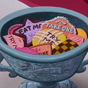 Would You Rather: Disney and Pixar Movie Food Edition \'Eat Me\' cookies from Alice in Wonderland