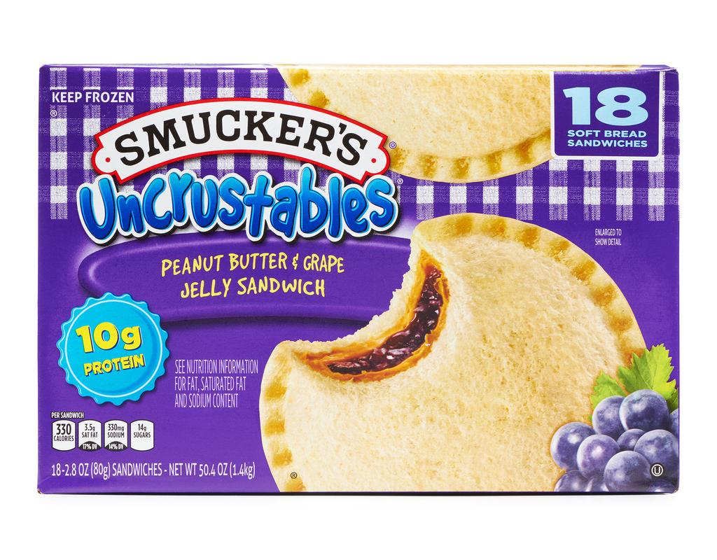 🥬 Only a True Vegan Can Tell If These Snacks Are Actually Vegan or Not 13 Smucker’s Uncrustables peanut butter and grape jelly sandwiches