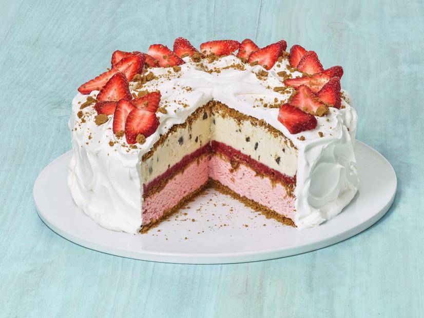 Strawberries and cream ice cream cake