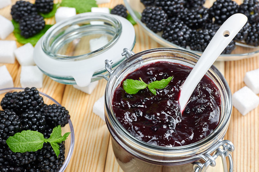 Only a Person That Really Loves Food Will Have 16/31 of These Condiments in the Kitchen Blackberry jam in a jar. Homemade fruit jam