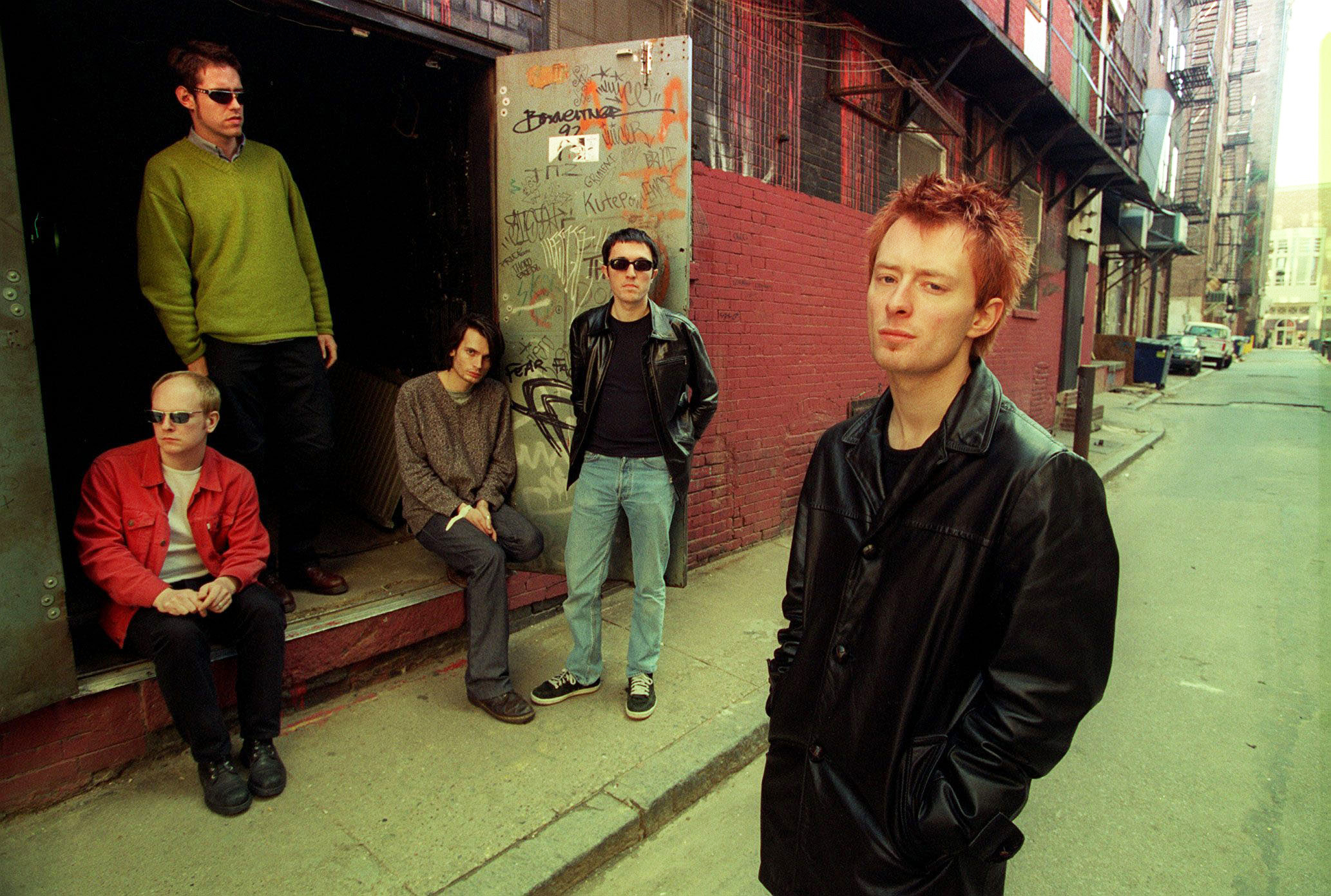 Radiohead pop group to play at T in the Park standing doorway back alley lafrssmay05 2505