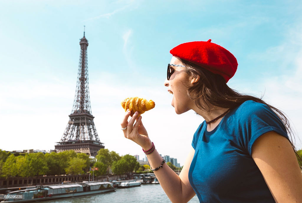 Croissant Quiz French Woman Eating Croissant, Paris, France