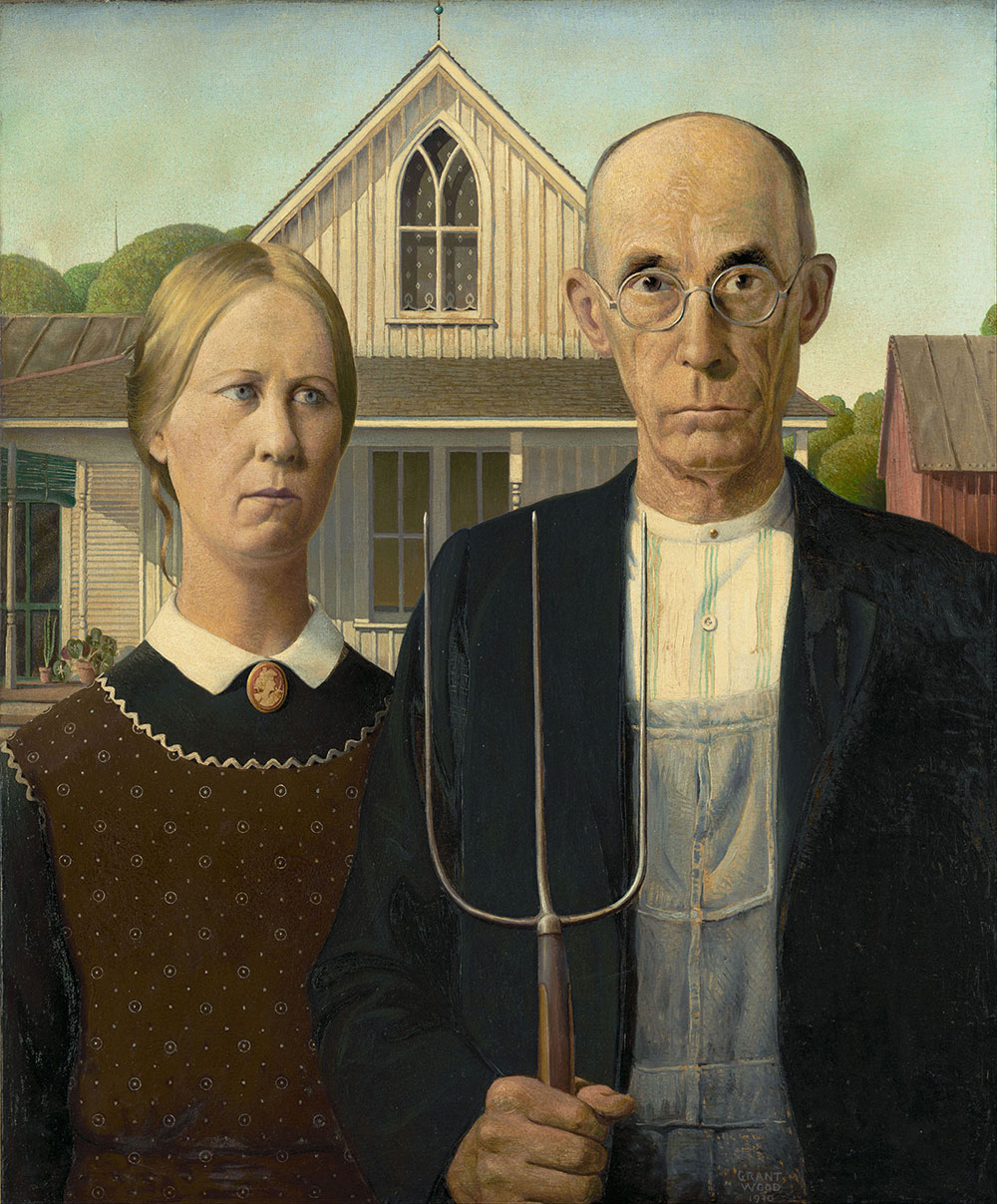 🎨 I’m Pretty Sure You Can’t Match at Least 14/20 of These Famous Paintings to the Artist American Gothic Painting By Grant Wood