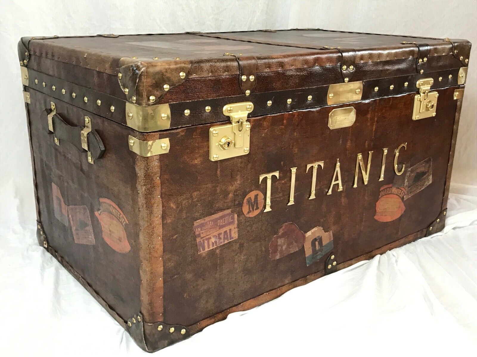 🚢 Go Cruising on the Titanic and We’ll Tell You What You Were in a Past Life Large Handmade Leather Steamer Luggage Chest Coffee Table Titanic Brass Fixtures 0