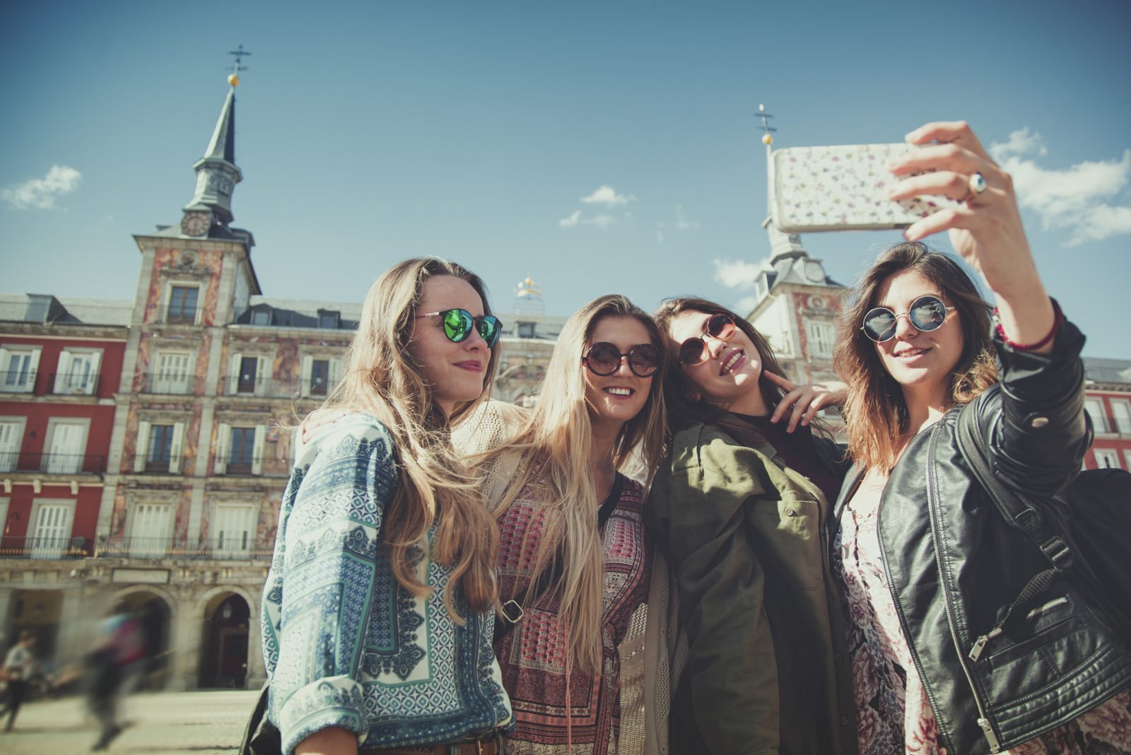 What US City Do I Belong In? Tourists Taking Selfie In Madrid, Spain