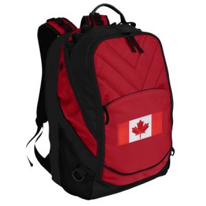 🍁 What % Canadian Are You? A person who bought a backpack with a Canadian flag on it