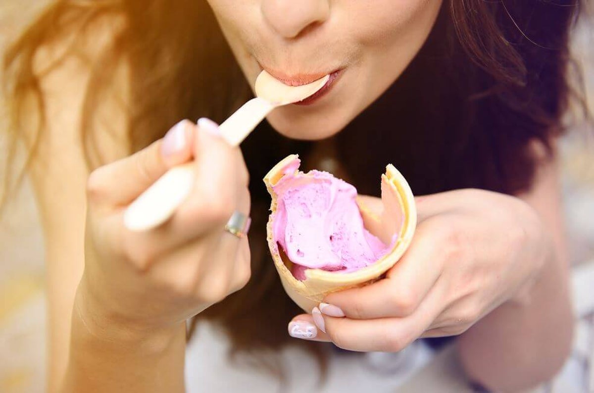 Would You Rather: 🍨 Normal or 🥓 Weird Ice Cream Edition Woman Eating Ice Cream
