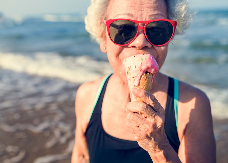 Have Fun Choosing 🍦 Cold Desserts to Find Out 🥶 What % Cold-Hearted You Are Elderly Senior Woman Eating Ice Cream Cone