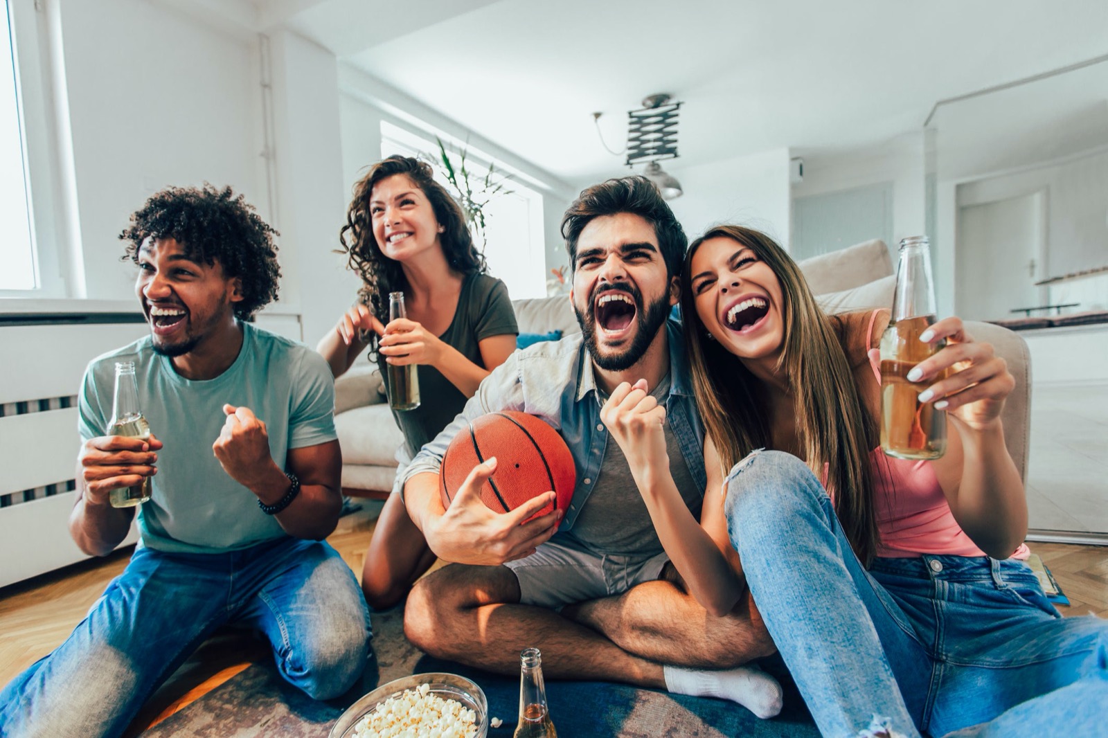 Are You More American, Canadian, British, Or Australian? Friends Watching Basketball Game Sport