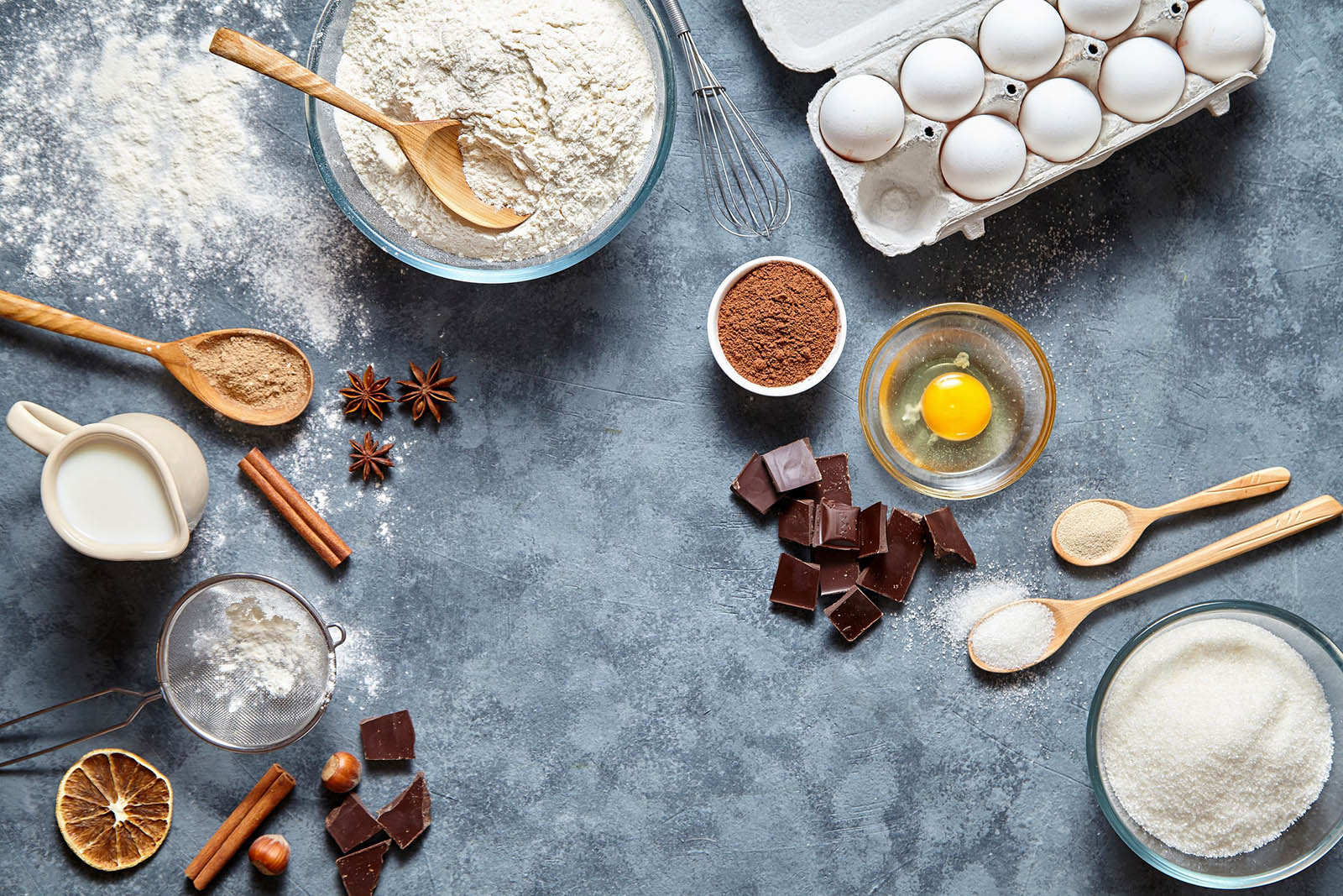 Baking Ingredients Eggs Flour Sugar Chocolate