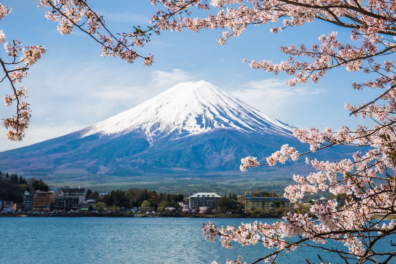 Are You One of the 10% Who Can Get at Least 18 on This 24-Question Geography Quiz? Mount Fuji, Japan spring blossom sakura