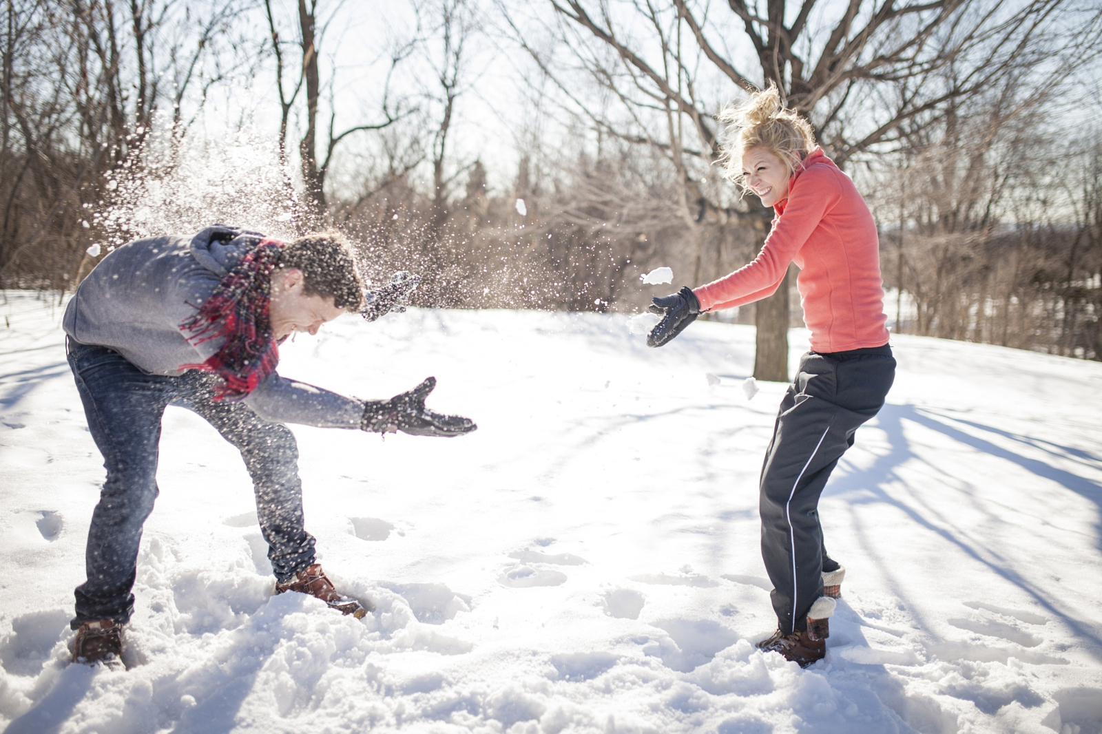 So, You Think You Can Get 100% On This 8th Grade Grammar Test? Caucasian couple having snowball fight
