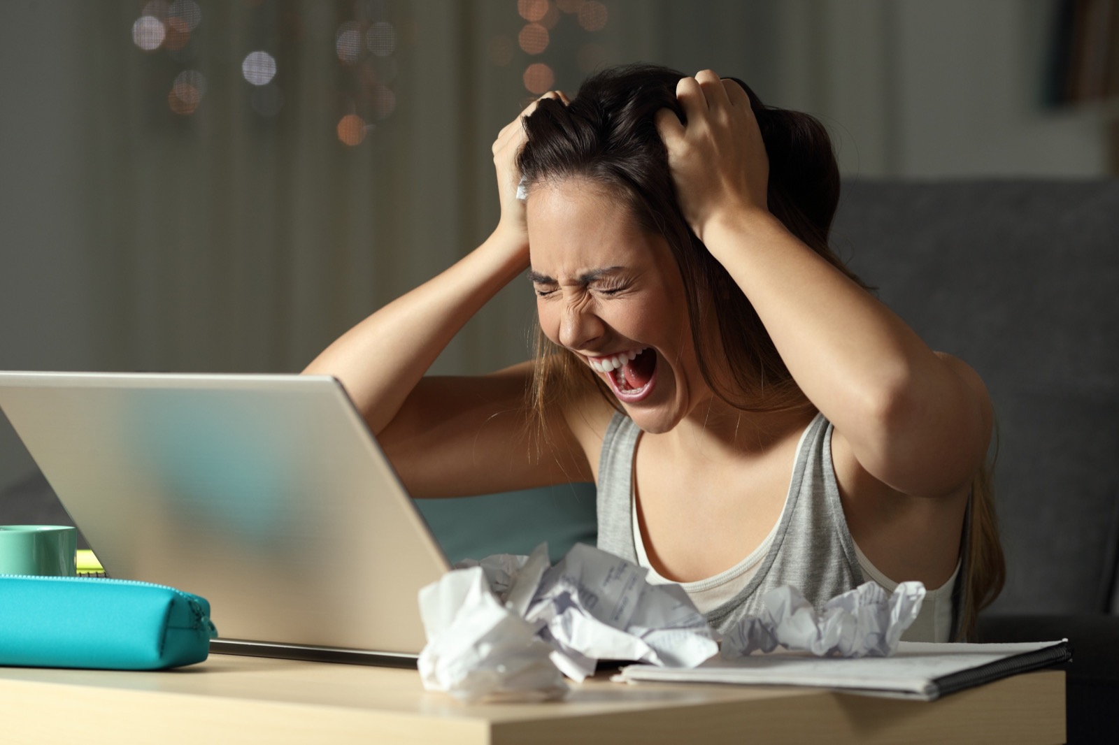 What Human Emotion Am I? Frustrated Woman At Computer Work Failure