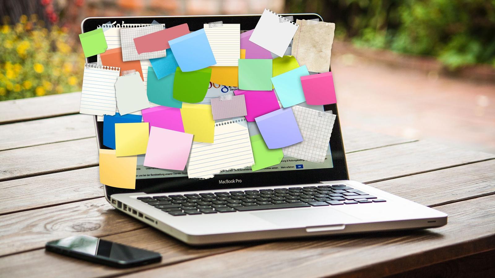 Laptop with Notes