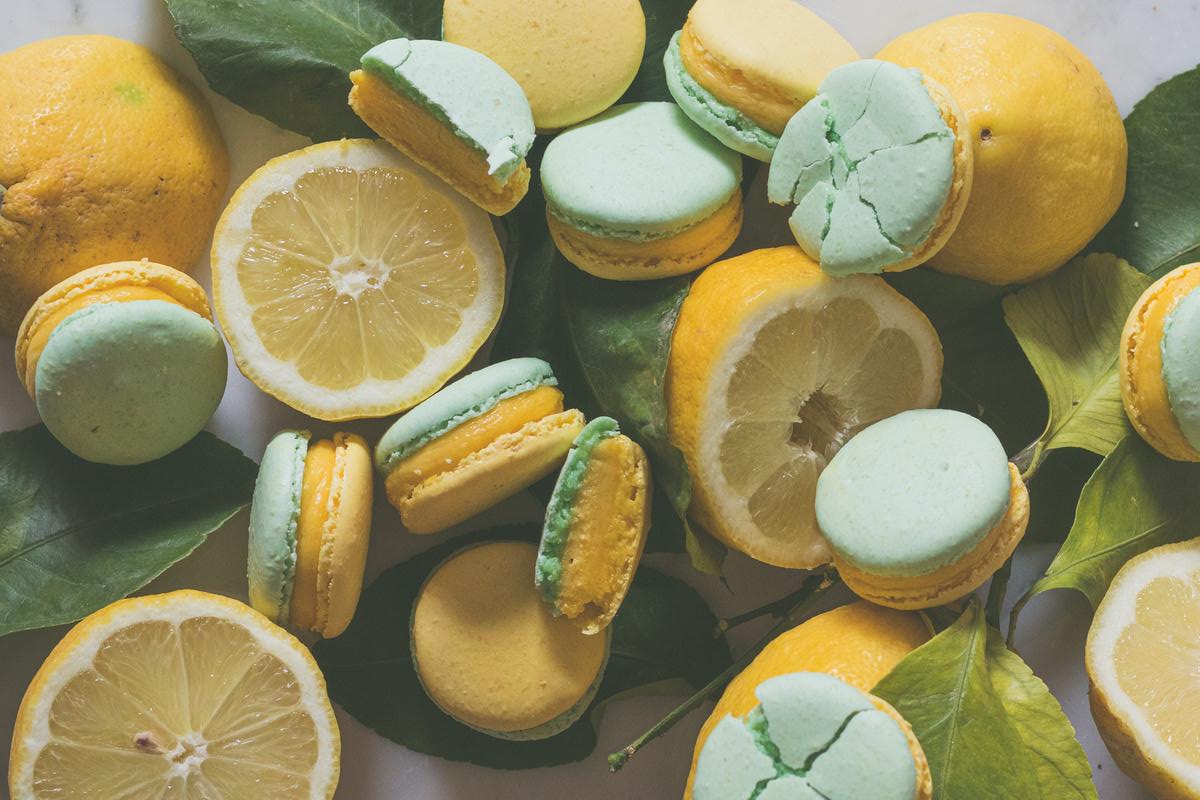 Fall-colored Food Quiz Lavender lemon macaron