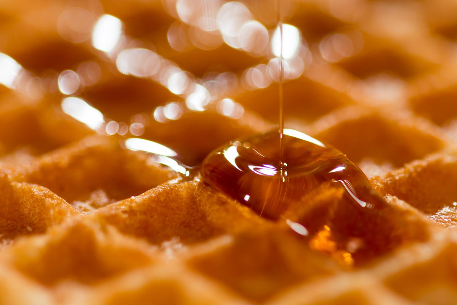 Waffles with maple syrup