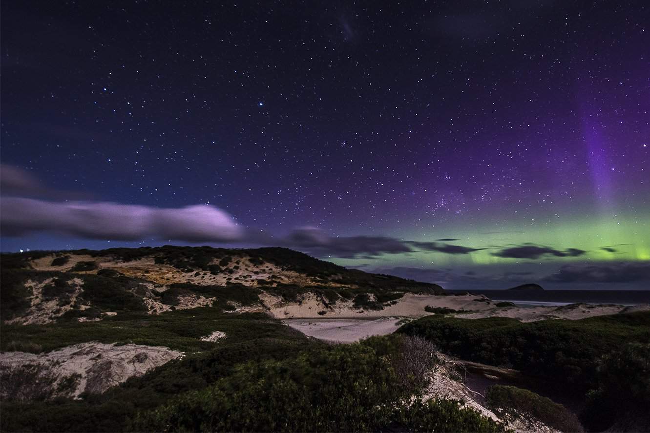 Northern Lights Quiz Aurora australis or the southern lights in Tasmania, Australia
