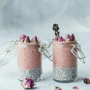 Pink Buffet Quiz Raspberry coconut chia pudding