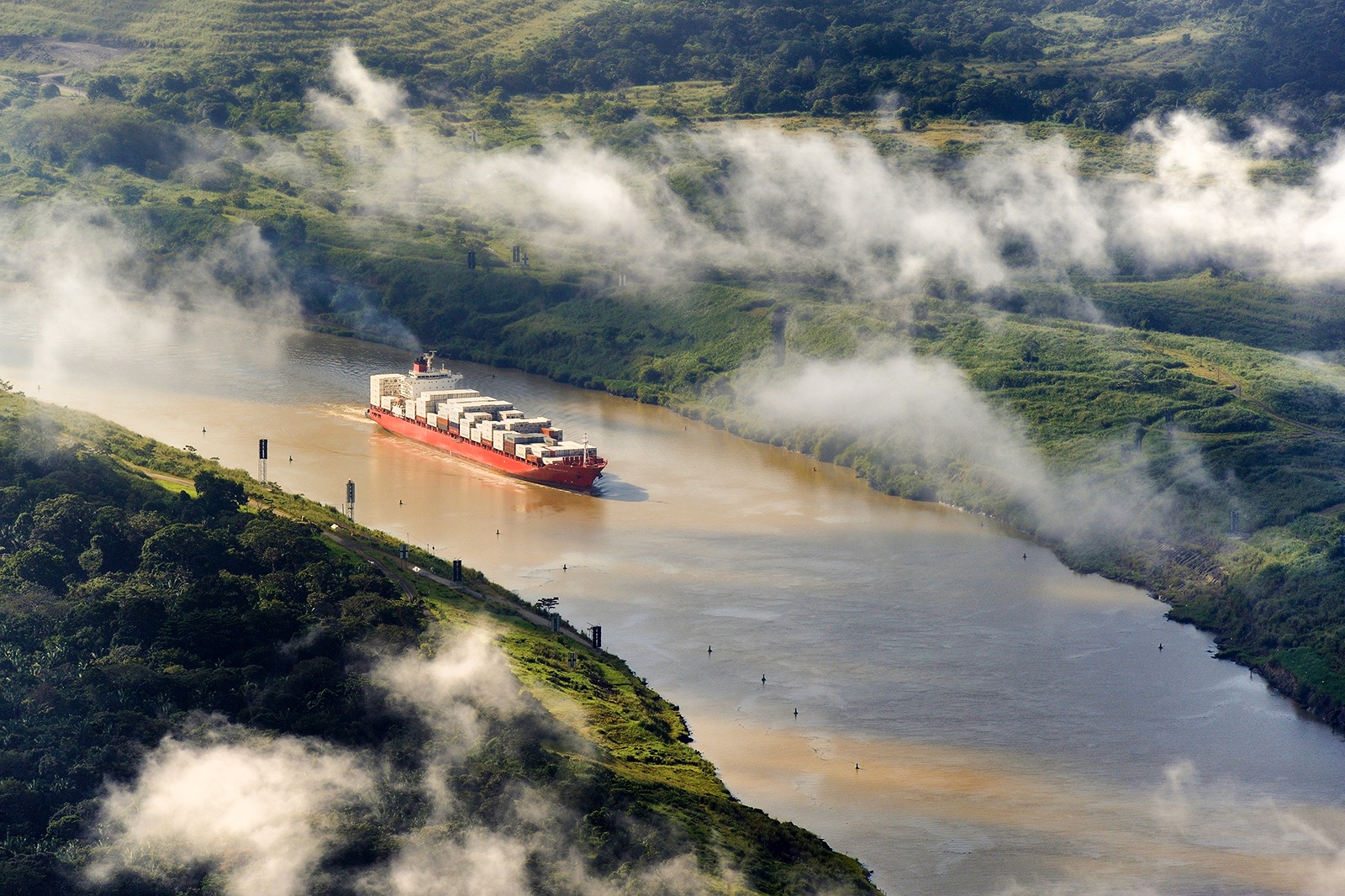 Panama, Panama Canal, container cargo ship
