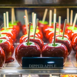 Fall-colored Food Quiz Candy apples