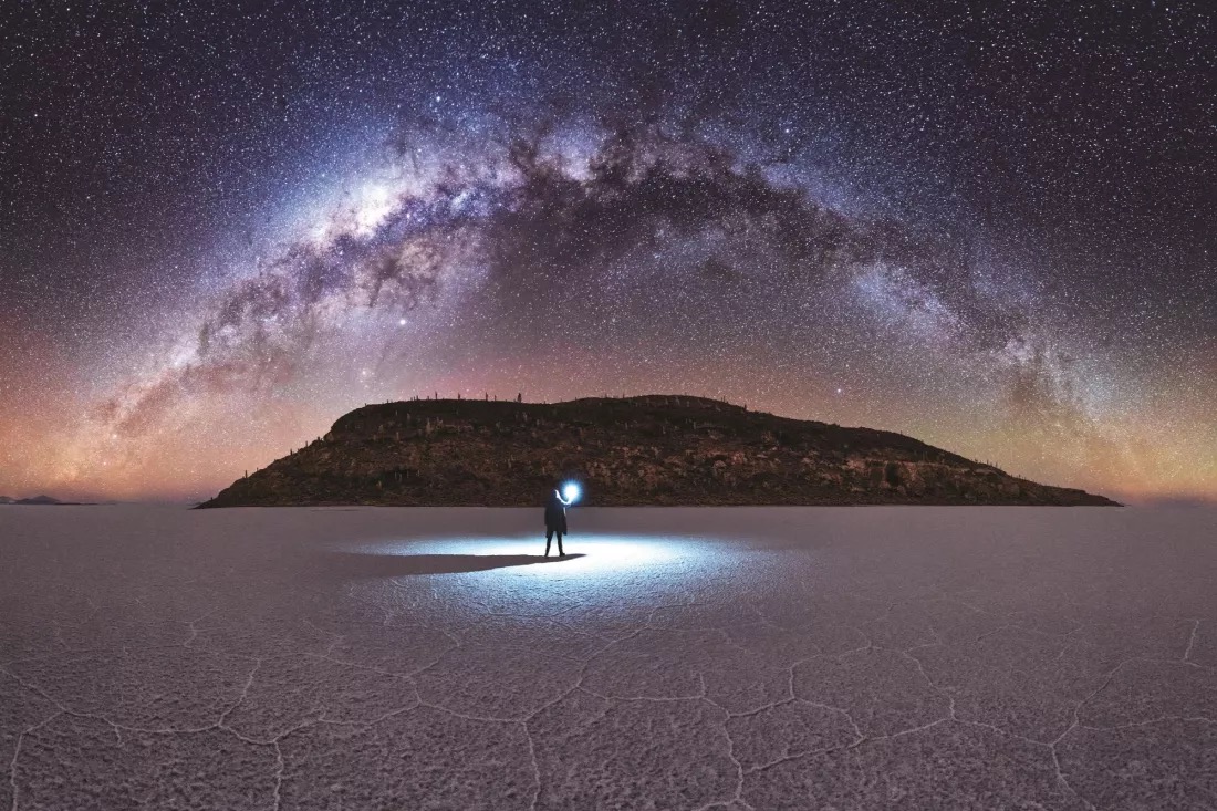 Desert Trivia Quiz Salar de Uyuni salt flat, Bolivia night