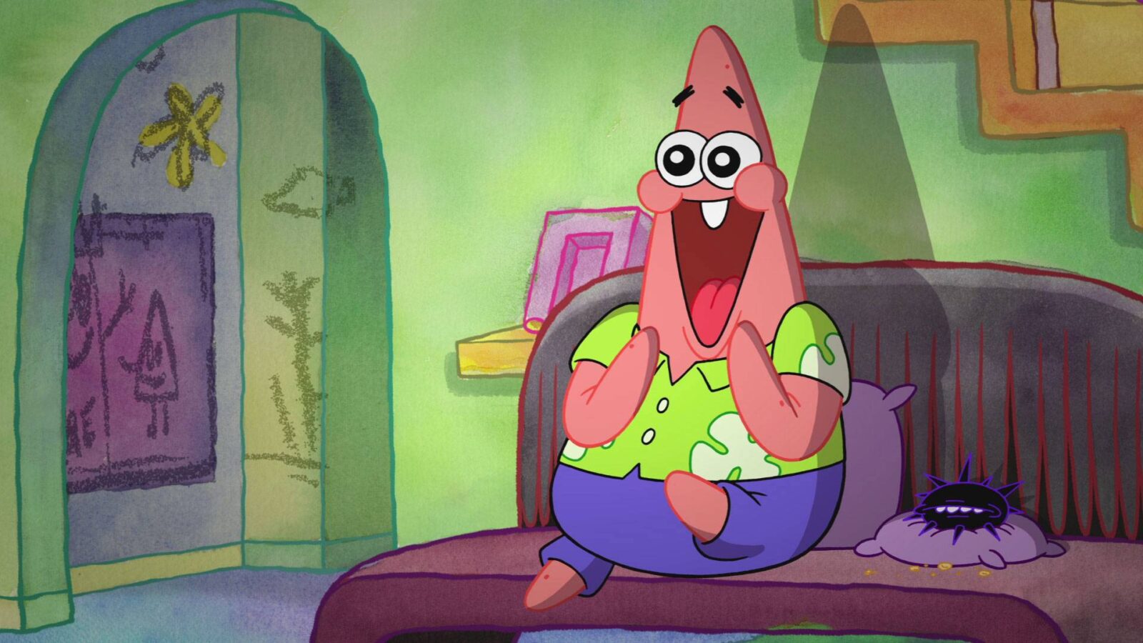 Which SpongeBob Character Are You? Quiz Patrick Star from SpongeBob SquarePants watching TV