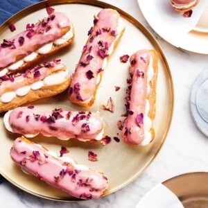Pink Valentine's Day Quiz Cherry and rose eclairs