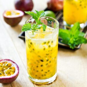 Fall-colored Food Quiz Passionfruit mocktail
