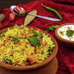 Fall-colored Food Quiz Biryani
