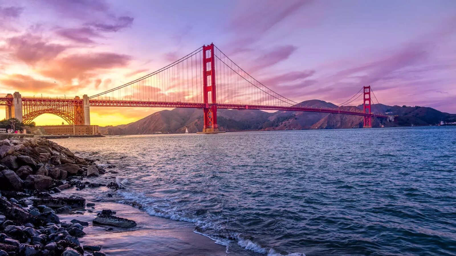 Golden Gate Bridge sunset, San Francisco, California