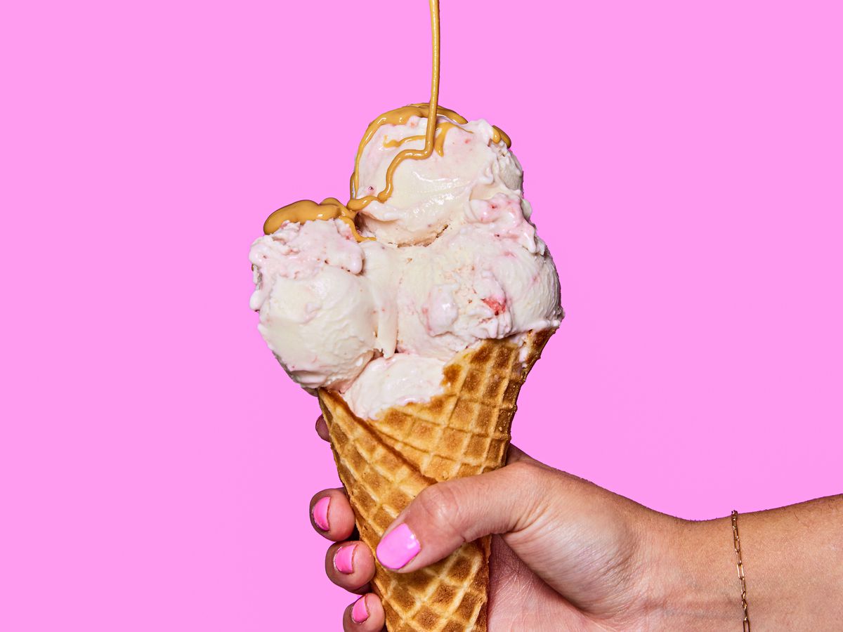 Colorful Ice Cream Guess Your Age Quiz Peanut butter strawberry ice cream cone