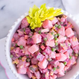 Pink Valentine's Day Quiz Beet and potato salad