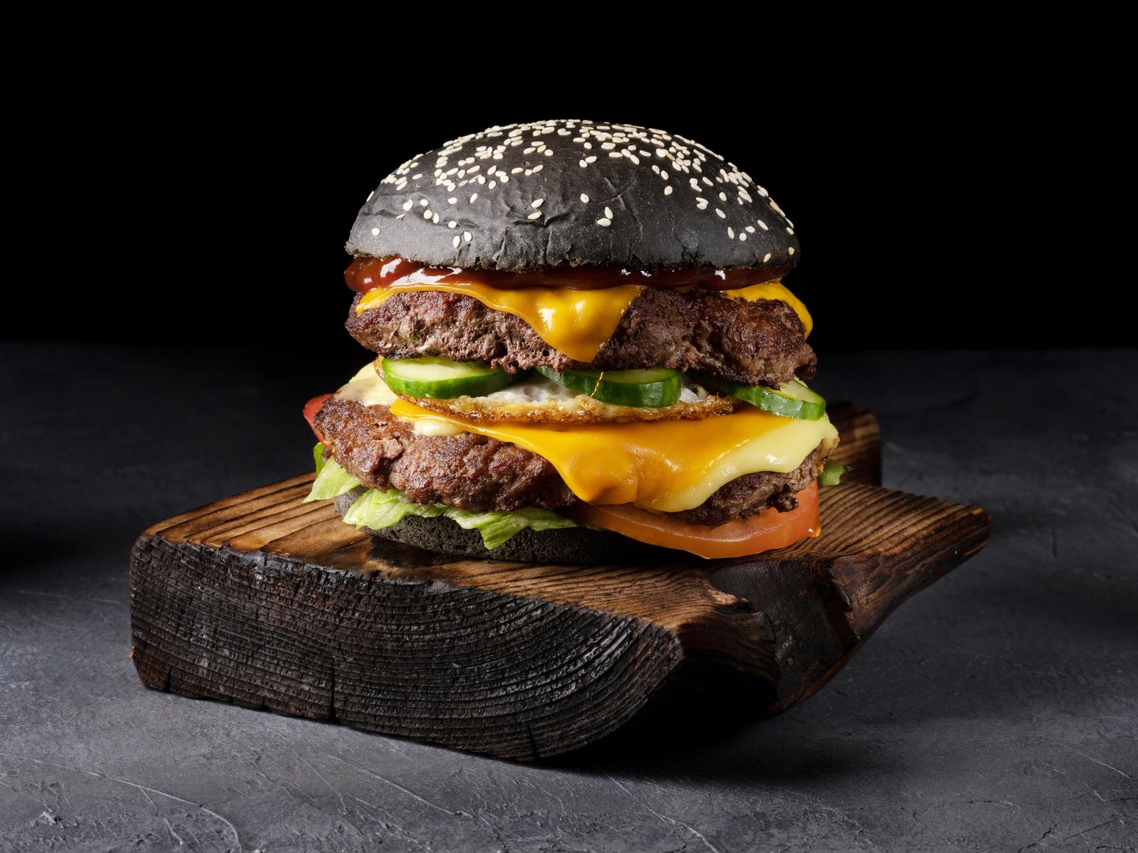 Black Food Halloween Quiz Black brioche burger