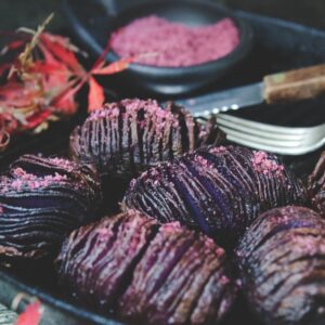 Purple Food Purple Hasselback sweet potatoes