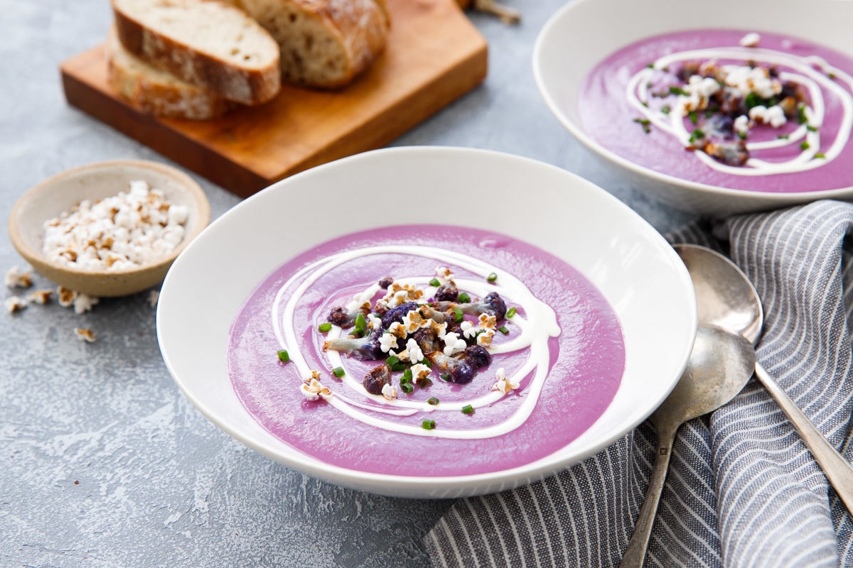 Purple Food Purple sweet potato cauliflower soup