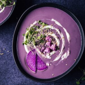 Purple Food Purple sweet potato cauliflower soup
