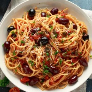 Which Pasta Shape Are You? Quiz Spaghetti alla puttanesca (capers, olives, and anchovies)